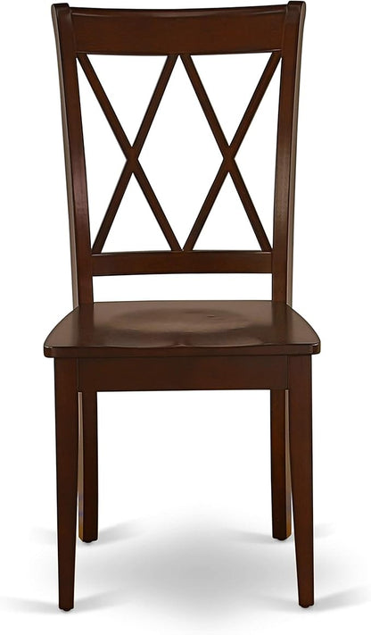 East West Furniture PSCL3-MAH-W 3 Piece Dining Room Furniture Set Contains a Rectangle Wooden Table with Butterfly Leaf and 2 Kitchen Dining Chairs, 32x60 Inch, Mahogany