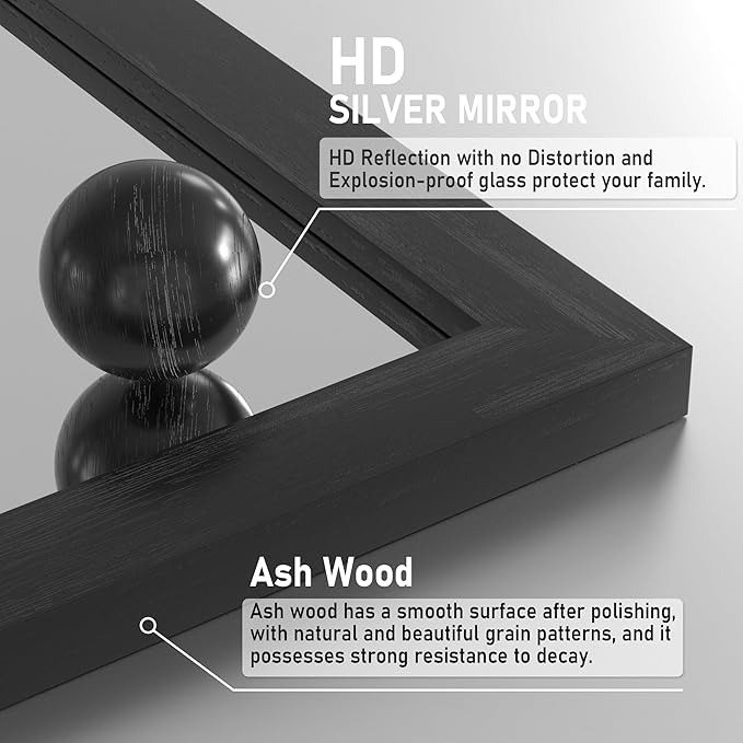 PAIHOME Black Farmhouse Mirror for Bathroom, 22x30INCH Wood Framed Rectangle Bathroom Mirrors for Vanity, Barn Door Style Mirrors Wall Mounted Dresser Decor Mirror Living Room Bedroom Vertical
