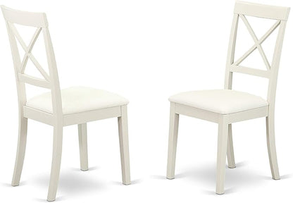 East West Furniture LGBO9-LWH-LC 9 Piece Kitchen Table Set Includes a Rectangle Dining Table with Butterfly Leaf and 8 Faux Leather Dining Room Chairs, 42x84 Inch, Linen White