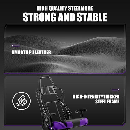 GTRACING Gaming Chair, Ergonomic Office Computer Chair with Lumbar & Headrest Support, Swivel Video Game Chair with Height & Armrest Adjustable for Adults, Purple