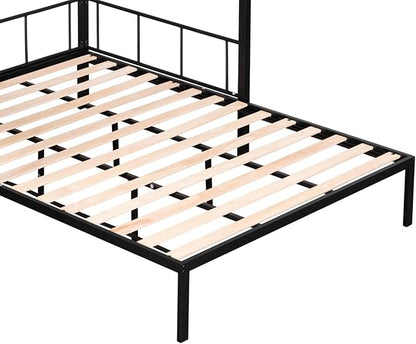 Twin Over Twin Size Bunk Bed with Multiple Storage Shelves & Wardrobe Design,Castle-Shaped Metal Bedframe W/Safety Guardrails & Ladder,for Kids Teens Boys Girls Bedroom