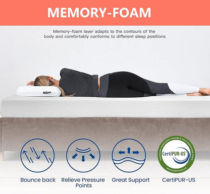 FDW | 5 Inch Queen Mattress | Medium Firm | Gel Memory Foam Mattress | White | Bed in a Box, CertiPUR-US Certified | Pressure Relief, Cooling Ventilated Foam | Washable Removable Cover