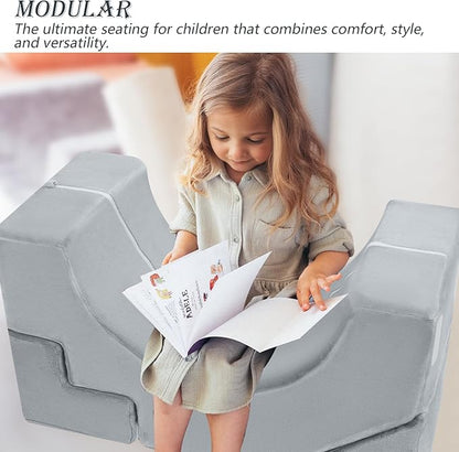 MeMoreCool Foam Climbing Toddler Couch, Modular Kids Sofa with Slide & Stair, Convertible Baby Couch for Playroom, Sectional Furniture for Crawling, Climbing, and Kids’ Play