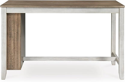 Signature Design by Ashley Skempton Farmhouse 36" Counter Height Dining Table with Storage & Wine Rack, Whitewash