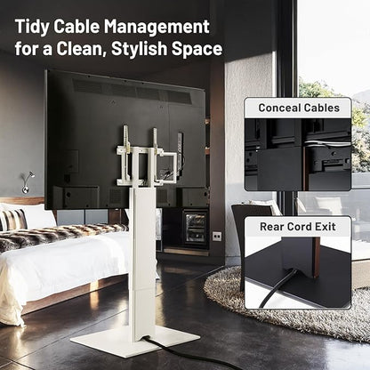WALL V5 High Type | Minimalist Rolling TV Stand for 32–80 Inch | Satin Black | Portable, Space Saving, Height Adjustable, No Drill | for Living Room and Bedroom | Japan-Engineered Design