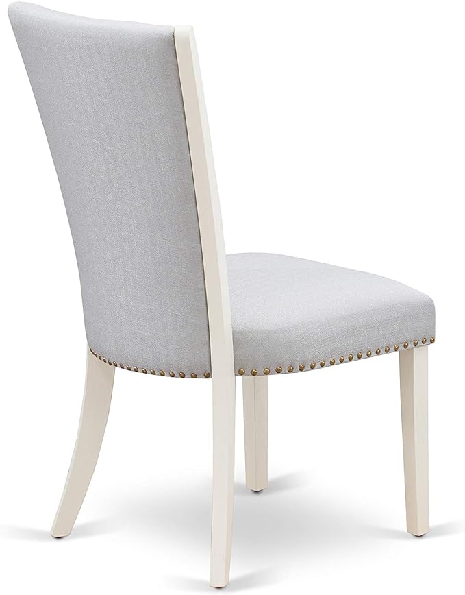East West Furniture X077VE005-5 5 Piece Dining Room Table Set Includes a Rectangle Kitchen Table with X-Legs and 4 Grey Linen Fabric Parson Dining Chairs, 40x72 Inch, Multi-Color