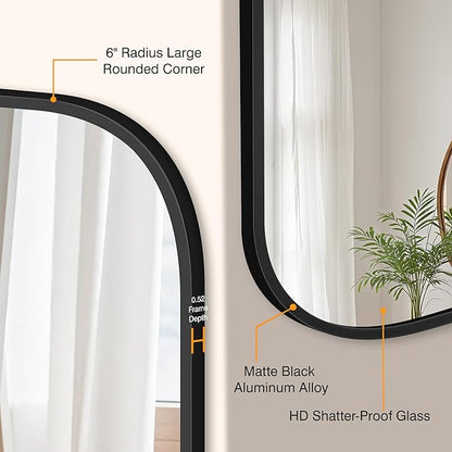 Bathroom Mirrors for Over Sink, 26x38 Black Vanity Mirror for Bathroom Sink, HD Shatterproof Squircle Wall Mirror for Bathroom Washroom Lavatory Restroom Metal Frame
