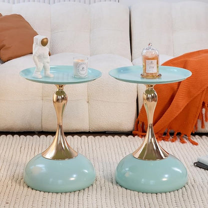 Stylish Hourglass Side Table - Contemporary Design for Living Rooms, Cafes, Dining Areas, Bedrooms, and Outdoor Spaces - Perfect Accent Piece for Any Decor (1, Light Green)