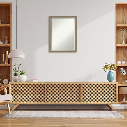 Amanti Art Brown Wall Mirror 26x20 Florence Light Brown Rectangle Bathroom Mirror for Wall Decor Living Room, Medium Casual Frame, Hangs Horizonally and Vertically, Bathroom Decor, Beveled Edge
