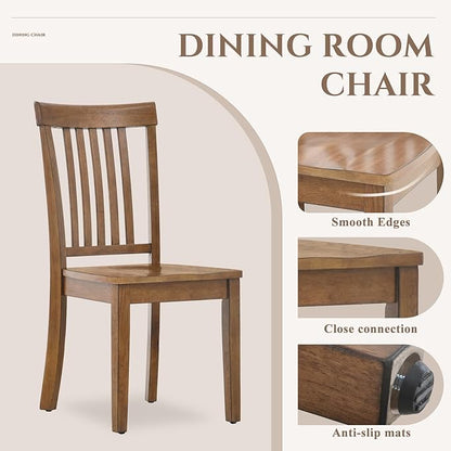 COLAMY Wooden Dining Chairs Set of 4, Spindle High Back Windsor Kitchen Side Chair, Farmhouse Dining Chairs for Kitchen and Dining Room, Light Brown