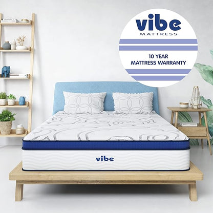 Vibe Quilted Hybrid Mattress, 12-Inch Innerspring and Pillow Top Gel Memory Foam Mattress, Fiberglass Free, CertiPUR-US Certified Bed in a Box, Twin XL, White