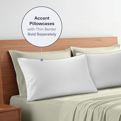 Kickoff Viscose Bamboo Sheets Twin Size 3-pc 100% Organic Bamboo Viscose Bed Cooling Sheets Twin Size Set Cool Bedding for hot Sleepers Sheet, Flat, Fitted, Pillowcase (Soft Sage, T)