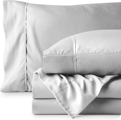 Bare Home Twin Sheet Set - 1800 Ultra-Soft Microfiber Bed Sheets - Double Brushed - Deep Pockets - Easy Fit - Extra Soft - 3 Piece Set - Bedding Sheets & Pillowcases (Twin, Cloud Grey)