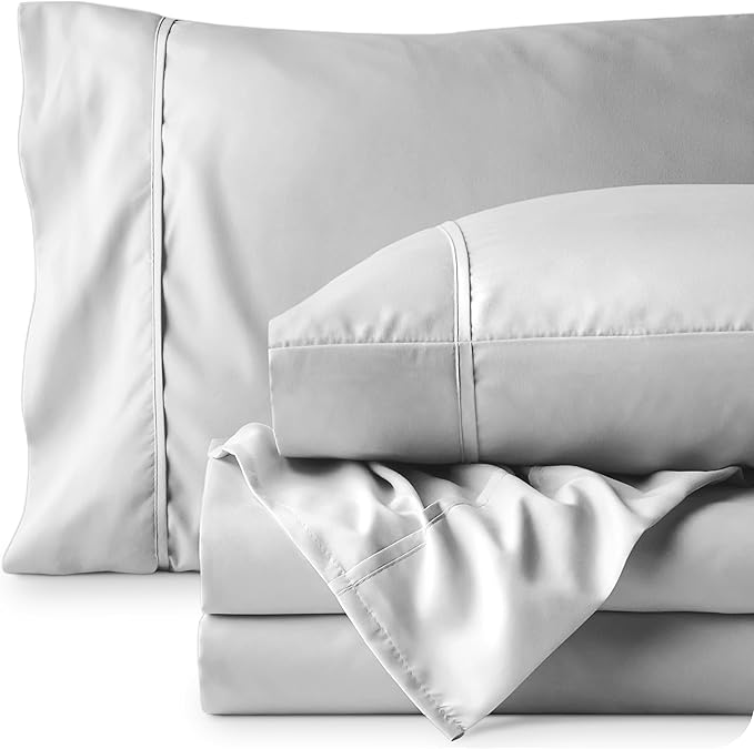 Bare Home King Sheet Set - Luxury 1800 Ultra-Soft Microfiber King Bed Sheets - Double Brushed - Deep Pockets - Easy Fit - 4 Piece Set - Bedding Sheets & Pillowcases (King, Cloud Grey)