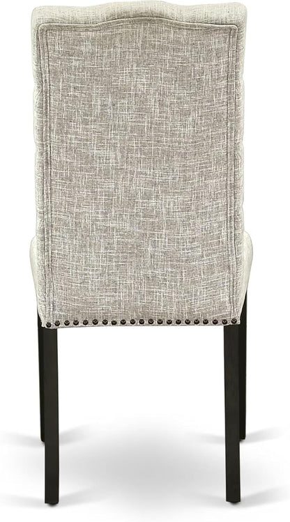 East West Furniture V697EL635-5 5 Piece Modern Dining Table Set Includes a Rectangle Wooden Table with V-Legs and 4 Doeskin Linen Fabric Parsons Dining Chairs, 40x72 Inch, Multi-Color