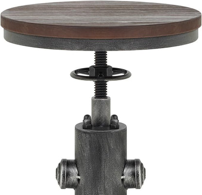 Topower Antique Vintage Industrial Barstool Solid Wood Water Pipe Fire Hydrant Design Cafe Coffee Industrial Bar Stool Set of 2 Silver