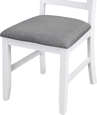 Ball & Cast 6 Piece Wood Dining Table Set,Kitchen Table Set with Upholstered Bench and 4 Dining Chairs,Farmhouse Living Room Furniture w/Carved Legs & Round Backrest,for Dining Room,Gray+White