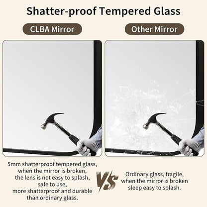 Black Bathroom Mirror, 30x36 Inch Aluminum Frame Rectangle Mirror, Anti-Rust, Tempered Glass, Wall Mirror for Over Sink, Vanity, Bedroom, Entryway, Horizontal/Vertical