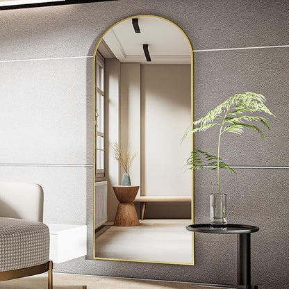 Koonmi Full Length Mirror, 65"x24" Arched Gold Mirror Full Length, Standing Hanging or Leaning Full Body Mirror with Aluminum Alloy Frame for Living Room and Bedroom
