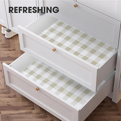Beautysaid Shelf and Drawer Liner for Kitchen Cabinet, Non Adhesive Non Slip Shelf Paper Waterproof Washable Thickened for Dresser Pantry Shelve Bathroom Protector Liner(Checkered,23.6 in x 30 FT)