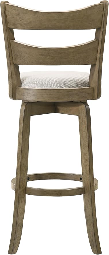 Armen Living Blair 26 in. Putty Brown Counter Height Rubberwood Swivel Barstool with Cream Fabric Seat - Set of 4