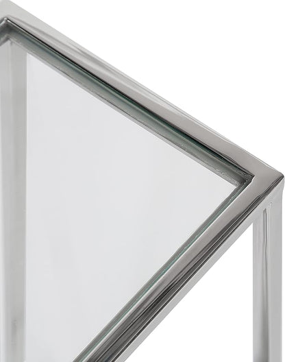 Kate and Laurel Jaspur Modern Slim End Table, 16 x 8 x 24, Silver, Decorative Glam Side Table for Use as Narrow Bedroom Nightstand or Living Room Accent