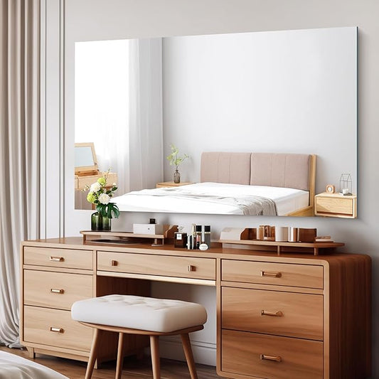 Frameless Mirror, 60x36 Large Bathroom Mirrors for Wall, Upgraded Shatterproof Rectangle Vanity Mirror Over Sink with Polished Edge for Bathroom,Bedroom,Living Room and Entryway