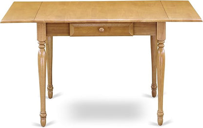 East West Furniture MZNO5-OAK-W 5 Piece Dining Room Table Set Includes a Rectangle Dining Table with Dropleaf and 4 Wood Seat Chairs, 36x54 Inch, Oak