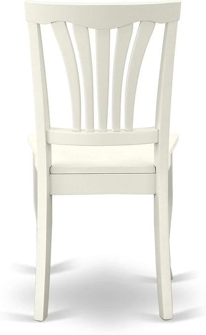 East West Furniture ANAV3-LWH-W 3 Piece Dining Table Set for Small Spaces Contains a Round Kitchen Table with Pedestal and 2 Kitchen Dining Chairs, 36x36 Inch, Linen White
