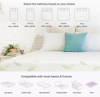 NapQueen Queen Size, 12 Inch Anula Green Tea Infused Memory Foam Mattress, Bed in a Box, CertiPUR-US Certified Mattress