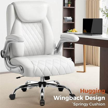 COMHOMA Leather Office Chair Ergonomic Computer Gaming Chair with Comfy Back Support, Executive Mid-Back,Small Gmaing Chair with Adjustable Armrests, for Short People Use, Rolling Swivel for Adults