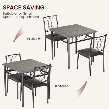 Dining Table Set for 2, Kitchen Table with 2 Upholstered Chairs, Wood 3-Piece Kitchen Dining Room Table Set for Apartment, Small Space, Space Saving, Retro Gary