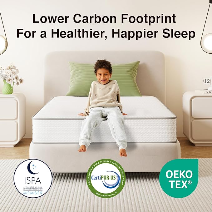 Novilla Twin XL Mattress, 8 Inch TXL Size Mattresses in a Box with Smarts™ Coil for Pressure Relief, Medium Firm Foam and Spring Hybrid Colchones with CertiPUR-US Certified for Kids