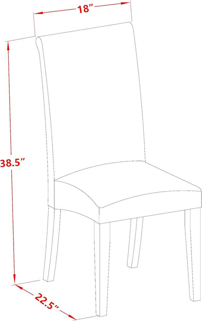 East West Furniture MZBA3-LWH-01 3 Piece Dining Room Table Set Contains a Rectangle Kitchen Table with Dropleaf and 2 Cream Linen Fabric Parson Dining Chairs, 36x54 Inch, Linen White