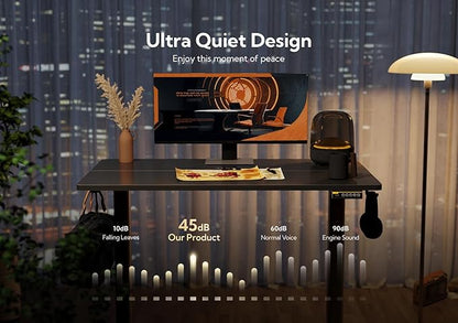Claiks Electric Height Adjustable Stand Up Desk, 35x20 Inches Sit Stand Desk for Home Office, Black Top/Black Frame