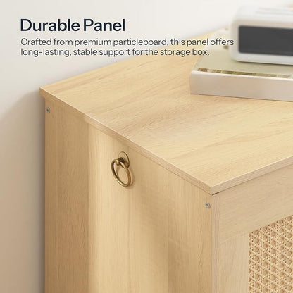 HOOBRO Storage Bench, 43.3" Toy Box, Rattan-Like Storage Chest, Sturdy Entryway Bench Supports 220 lb, Toy Chest, Safety Hinge, U-Shaped Opening, Easy Assembly, Natural NL22CW01