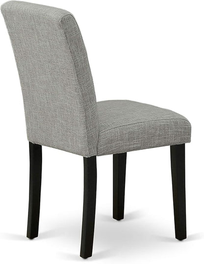East West Furniture DUAB5-BLK-06 5 Piece Kitchen Table Set for 4 Includes a Rectangle Dining Table and 4 Shitake Linen Fabric Parson Dining Room Chairs, 36x60 Inch, Black