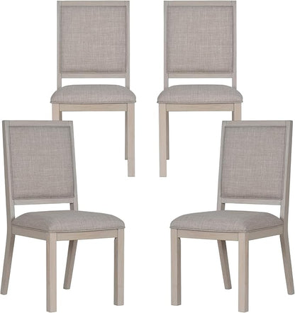 COLAMY Rectangular Dining Table Set for 4, Wood Dining Table for 4 with Chairs, 60 Inch Dining Table and Chairs for Kitchen, Dining Room, Brown/Ivory