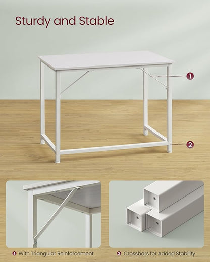 VASAGLE Computer Desk, Office Work Desk, 19.7 x 39.4 x 29.9 Inches, for Study, Bedroom, Home Office, Living Room, Maple White and Cloud White ULWD041W44
