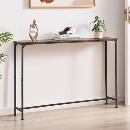 Console Table, Narrow Entryway Table, Thin Sofa Table, Behind Couch Table,for Hallway, Bedroom, Living Room, Foyer, 9.4 x 47.2 x 31.5 Inches, Rustic Brown