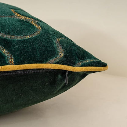 Yangest Green Square Throw Pillow Cover Wavy Velvet Cushion Cover Modern Zippered Pillowcase for Sofa Couch Bedroom Living Room Chair, 20 x 20 Inch
