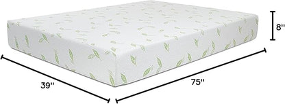 NapQueen Twin Size, 8 Inch Anula Green Tea Infused Memory Foam Mattress, Bed in a Box, CertiPUR-US Certified Mattress