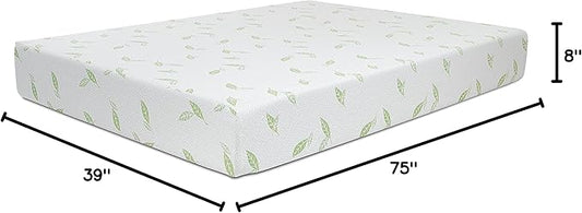 NapQueen Twin Size, 8 Inch Anula Green Tea Infused Memory Foam Mattress, Bed in a Box, CertiPUR-US Certified Mattress