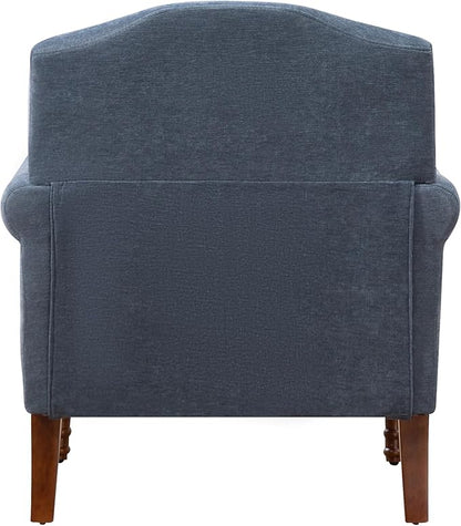 Ball & Cast Accent Chair with Nailhead Trim Armchair,Comfy Chenille Club Sofa Living Room Chairs w/Springs Cushions & Wood Legs,Traditional Single Couch for Bedroom,Farmhouse,Grey