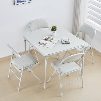 KAIHAOWIN 4-Pack Vinyl-Padded Folding Chair Metal Frame Heavy Duty Foldable Chair with Backrest&Padded Seats for Dining Meetings Wedding Events-White