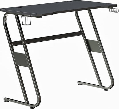 Flash Furniture Fisher Gaming Desk - Black Ergonomic Computer Desk - 51.5" Gamers Table with Cup Holder and Headphone Hook