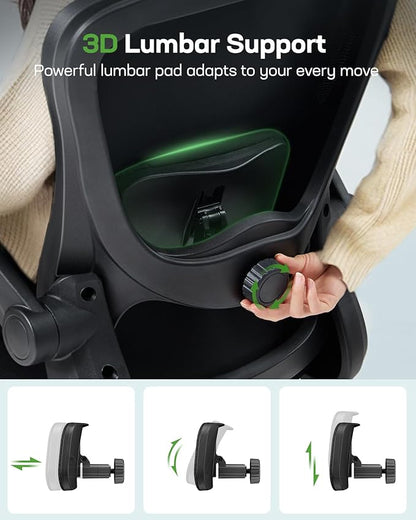 Marsail Office Chair Ergonomic Desk Chair with Adjustable Lumbar Support Breathable Mesh Computer Chair Executive Rolling Swivel Comfy Task Chair for Home Office Gaming