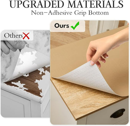 Beautysaid Shelf and Drawer Liner for Kitchen Cabinet, Non Adhesive Non Slip Shelf Paper Waterproof Washable Thickened for Dresser Pantry Shelve Bathroom Protector Liner(Beige,12 in x 10 FT)