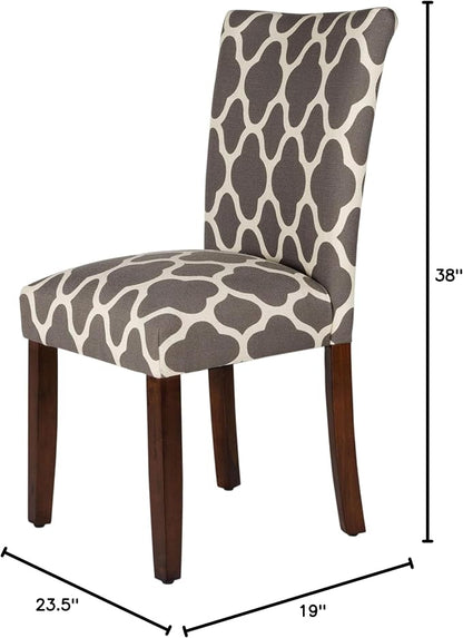 HomePop Parsons Classic Upholstered Accent Dining Chair, Set of 2, Grey and Cream Geometric
