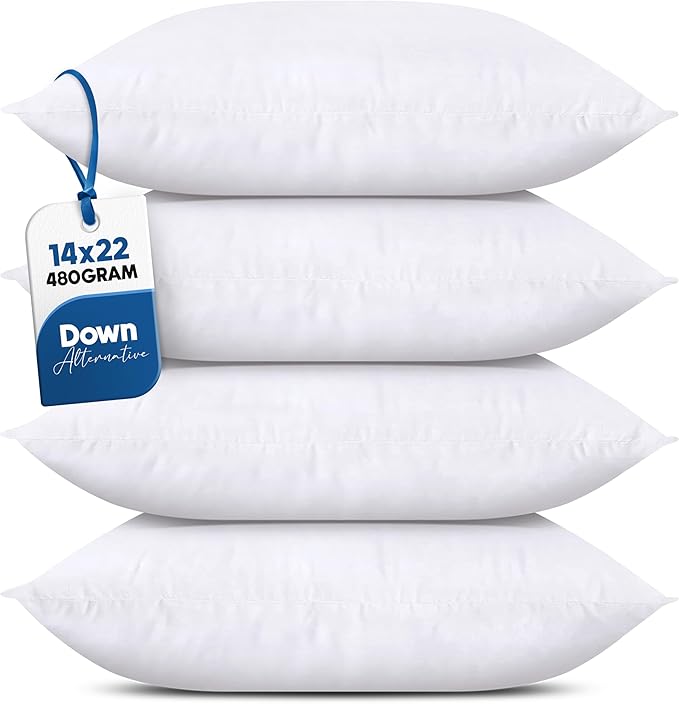 Utopia Bedding Throw Pillows (Set of 4, White), 14 x 22 Inches Pillows for Sofa, Bed and Couch Decorative Stuffer Pillow